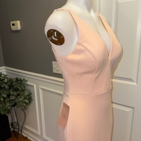 BHLDN Jones Blush Pink Long Crepe Maxi Dress with Train Size 6  Gown BNWT - Picture 9 of 15